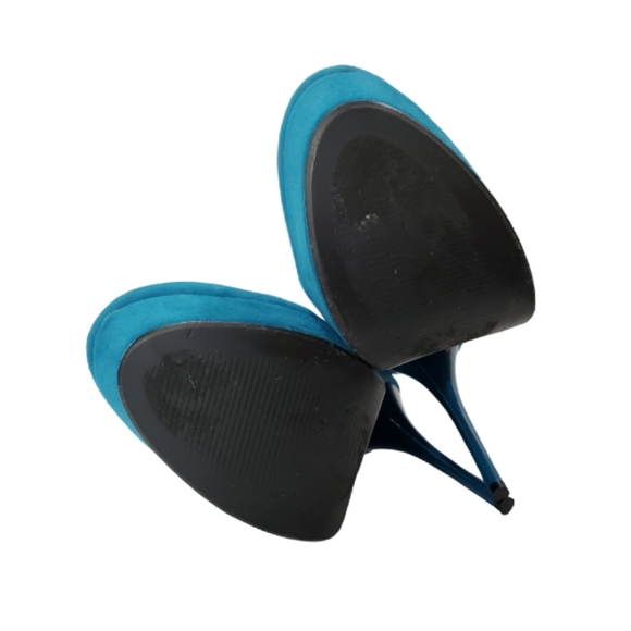 Qupid Neutral Teal Velvet Platform Stiletto Pump - Picture 5 of 8